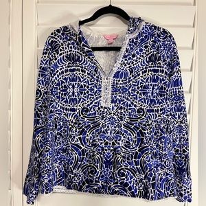 Lilly Pulitzer Harmon Hoodie in Taverna Tile Navy White